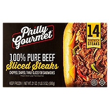 Philly Gourmet 100% Pure Beef Sliced Steaks, 21 oz, 21 Ounce