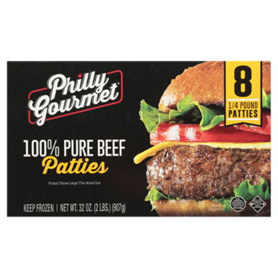 Philly Gourmet 100% Pure Beef Patties, 8 count, 32 oz