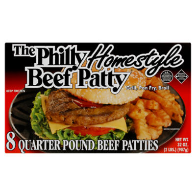 The Philly Homestyle Beef Patty Quarter Pound Beef Patties, 8 count, 32