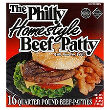 The Philly Homestyle Beef Patty Quarter Pound Beef Patties, 16 count, 64 oz, 64 Ounce
