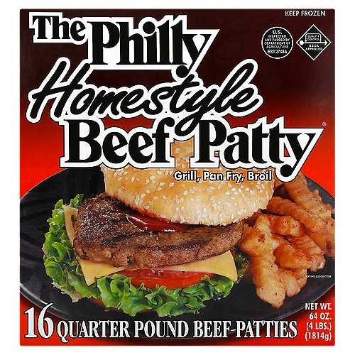 The Philly Homestyle Beef Patty Quarter Pound Beef Patties, 16 count, 64 oz