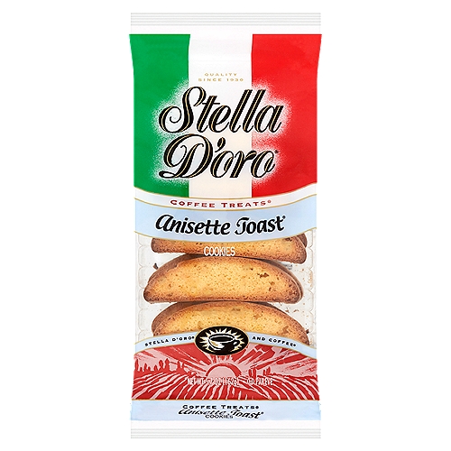 Stella D'oro® Anisette Toast® Coffee Treats® are the perfect complement to your favorite cup of coffee. They have that famous Stella D'oro® Italian touch of great taste, tradition and quality.nStella D'oro® lightly sweet, simply Italian!