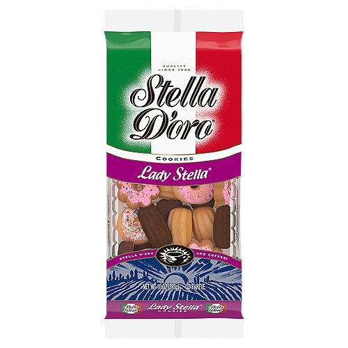Lady Stella cookies are a flavorful variety of colorful and delectable cookies, perfect for entertaining. This assortment brings you the famous Stella D'oro Italian touch of great taste, tradition, and quality. Included in each Lady Stella assorted cookie package are: Mini Chocolate Margherite, Mini Vanilla Flavored Margherite, Marble cookies, Chocolate cookies, and Citrus cookies with icing and sprinkles. Since 1930, Stella D'oro has given consumers an authentic Italian bakery experience with every bite. Today, Stella D'oro's line of high-quality products includes a delectable variety of Italian-style cookies, breakfast treats, and baked to golden perfection breadsticks.
