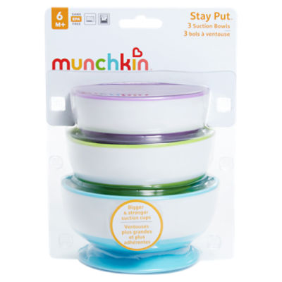 Munchkin Stay Put Suction Bowls, 6 M+, 3 count