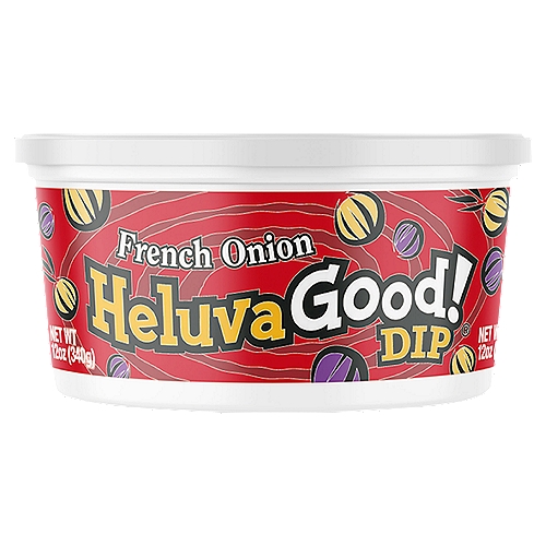 Heluva Good! French Onion Dip, 12 oz
Heluva Good! French Onion Dip is a classic. A reliable crowd-pleaser and fan favorite, you really can't go wrong with our delicious dairy dip on the table at your parties and gatherings. So grab a chip and dive right in to the creamy, bold taste of Heluva Good! French Onion Dip.