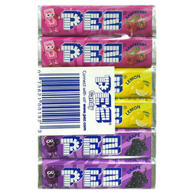 Pez Orange, Raspberry, Lemon Candy, 6 count, 1.74 oz