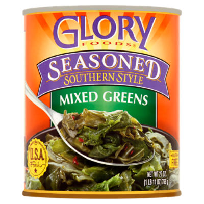 Glory Foods Seasoned Southern Style Mixed Greens, 27 oz