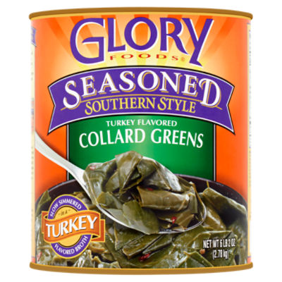 Glory Foods Seasoned Southern Style Turkey Flavored Collard Greens, 6 lb 2 oz, 98 Ounce