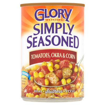 Glory Foods Simply Seasoned Tomatoes, Okra & Corn, 14.5 oz