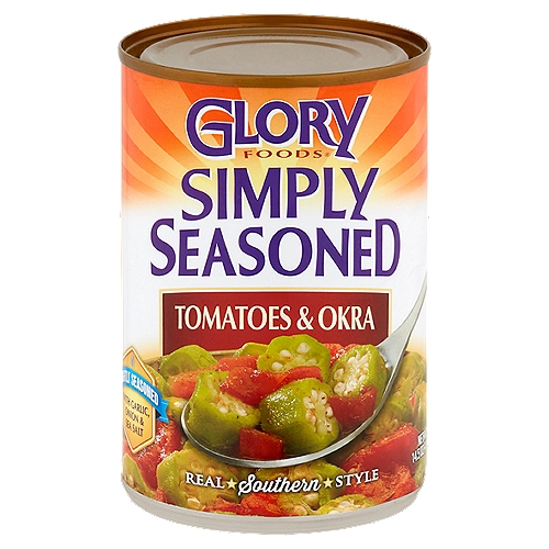 Glory Foods Simply Seasoned Tomatoes & Okra, 14.5 oz
Goodness. Gracious. Glory.
Glory's recipe for Southern Style goodness just got a little bit simpler with Simply Seasoned. Gluten free, no meat products and less sodium add up to a healthy side dish that is simply delicious. So keep it simple and enjoy the down home goodness of vegetables slow-cooked the old fashioned way.