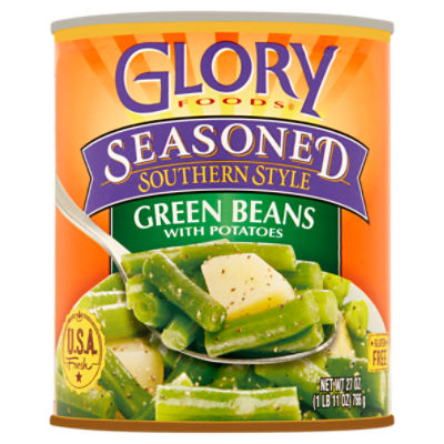 Glory Foods Seasoned Southern Style Green Beans with Potatoes, 27 oz