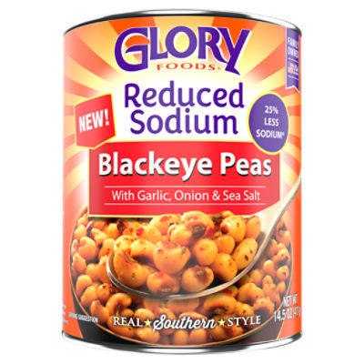 Glory Foods Reduced Sodium Blackeye Peas, 14.5 oz, 14.5 Ounce