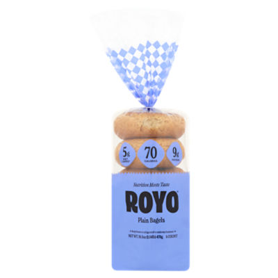Royo Plain Bagels, 6 count, 16.5 oz