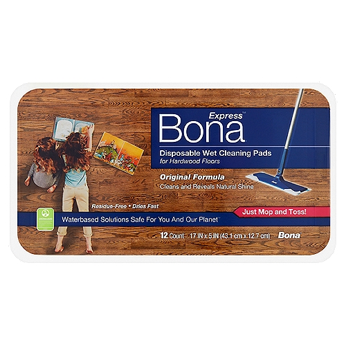 Bona Express Disposable Wet Cleaning Pads for Hardwood Floors, 12 count