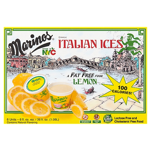 Marinos Lemon Italian Ices, 6 fl oz, 6 count