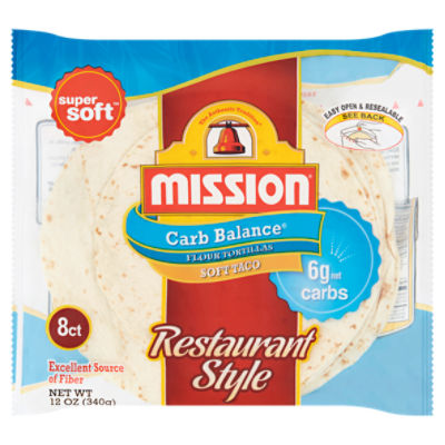 Mission Carb Balance Restaurant Style Soft Taco Flour Tortillas, 8