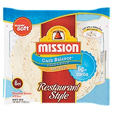 Mission Carb Balance Restaurant Style Soft Taco Flour Tortillas, 8 count, 12 oz