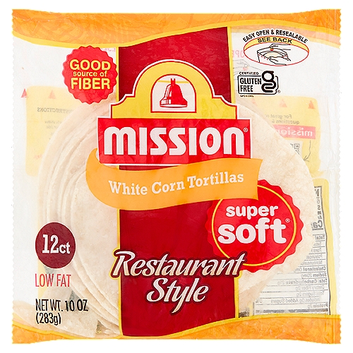 Mission Restaurant Style White Corn Tortillas, 12 count, 10 oz