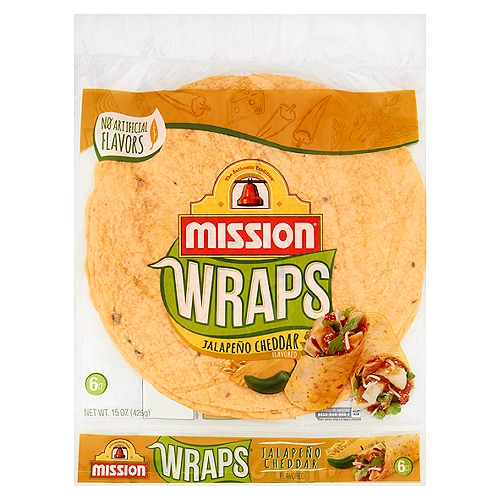 Mission Jalapeño Cheddar Flavored Wraps, 6 count, 15 oz