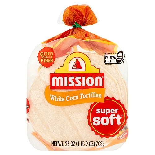 Mission White Corn Tortillas, 25 oz
Super soft®

Let Mission® help you create delicious recipes and explore countless uses for tortillas. Enjoy a great tasting meal, your way - anytime, everytime. Heat & Enjoy!