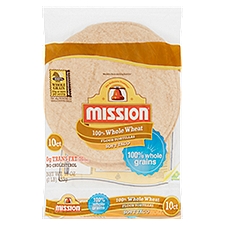 Mission 100% Whole Wheat Soft Taco Flour Tortillas, 10 count, 16 oz, 16 Ounce