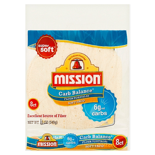 Mission Carb Balance Soft Taco Flour Tortillas, 8 count, 12 oz