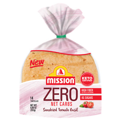 Mission Zero Net Carbs Sundried Tomato Basil Tortillas, 14 count, 8.89 oz
