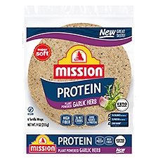 Mission Protein Plant Powered Garlic Herb Tortilla Wraps, 6 count, 9 oz