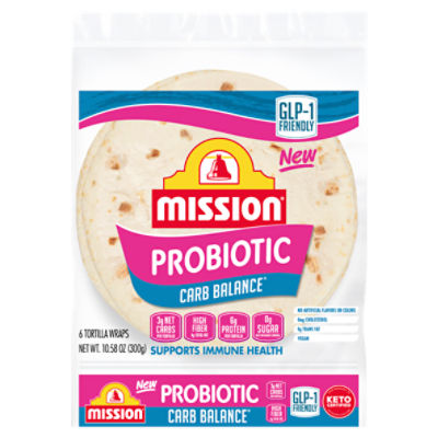 Mission Probiotic Carb Balance Tortilla Wraps, 6 count, 10.58 oz