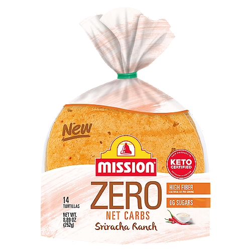 Mission Zero Net Carbs Sriracha Ranch Tortillas, 14 pack