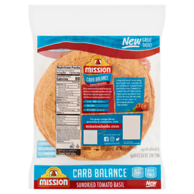 Mission Carb Balance Sundried Tomato Basil Tortilla Wraps 8 count