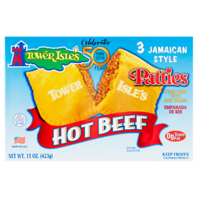 Tower Isle's Jamaican Style Hot Beef Patties, 3 count, 15 oz