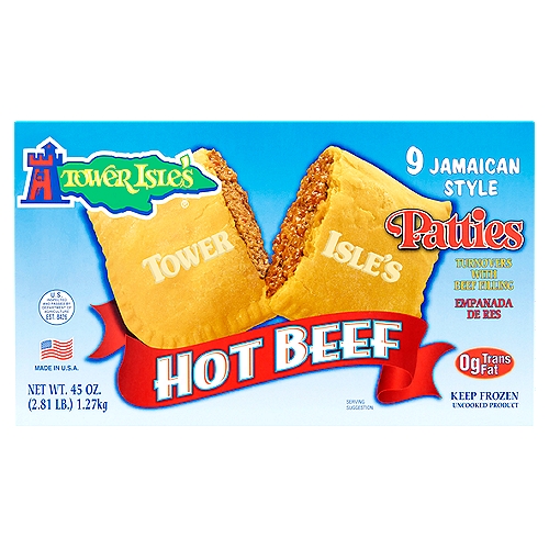 Tower Isle's Jamaican Style Hot Beef Patties, 9 count, 45 oz