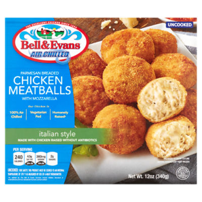 Bell & Evans Parmesan Breaded Chicken Meatballs with Mozzarella, 12 oz