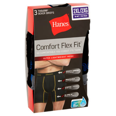 Hanes Comfort Flex Fit Tagless Boxer Briefs, 2XL, 3 count