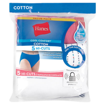 HANES Women's Ultimate Comfort Cotton Hi-Cut Panties, 5-Pack