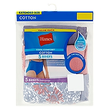 Hanes COOL COMFORT Extended Size Ladies Pastel Cotton Briefs Value Pack, Size 12, 5 count, 5 Each