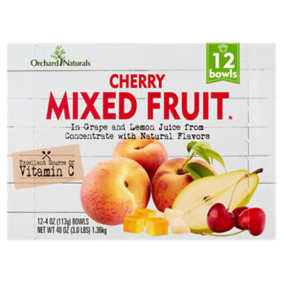 Orchard Naturals Cherry Mixed Fruit in Grape and Lemon Juice, 4 oz, 12 count