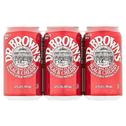 Dr Brown's Natural Flavor Black Cherry Soda, 12 fl oz, 6 count