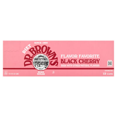 Dr. Brown's Diet Flavor Favorite Black Cherry Soda, 12 count, 12 fl oz