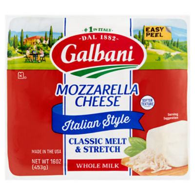 Mozzarella 16 Style Italian Cheese, oz Milk Whole Galbani