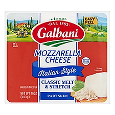 Galbani Italian Style Part Skim Mozzarella Cheese, 16 oz, 16 Ounce