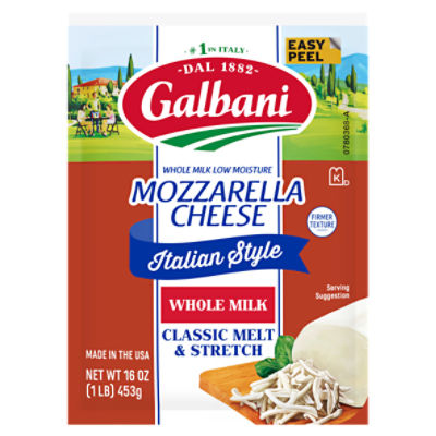 Galbani Whole Milk Low Moisture Mozzarella Cheese, oz 16