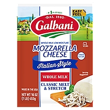 Galbani Whole Milk Low Moisture Mozzarella Cheese, 16 oz, 16 Ounce