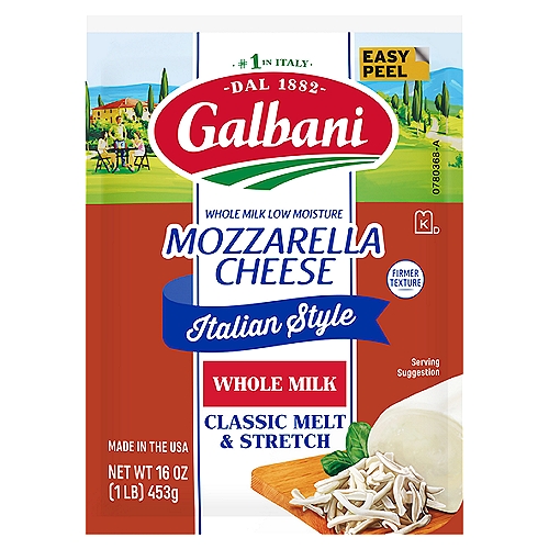 Galbani Whole Milk Low Moisture Mozzarella Cheese, 16 oz