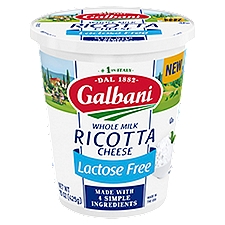 Galbani Lactose Free Whole Milk Ricotta Cheese, 15 oz, 15 Ounce