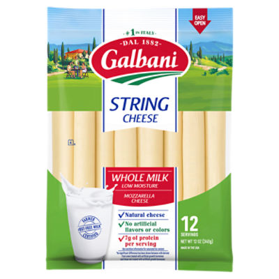 Galbani Whole Milk Low Moisture Mozzarella String Cheese, 12 count, 12 oz, 12 Ounce