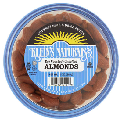 Klein's Naturals Dry Roasted Unsalted Almonds, 10 oz