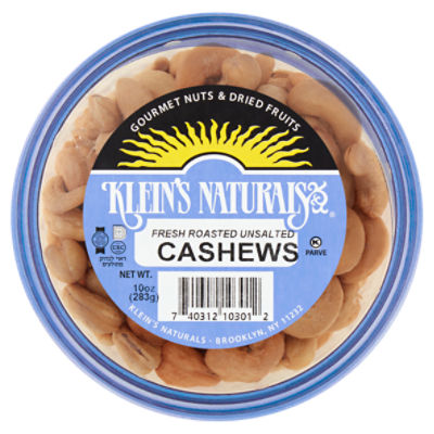 Klein's Naturals Freshly Roasted Unsalted Cashews, 10 oz