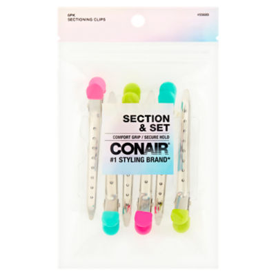 Conair Section & Hold Metal Grip Clips, 6 count